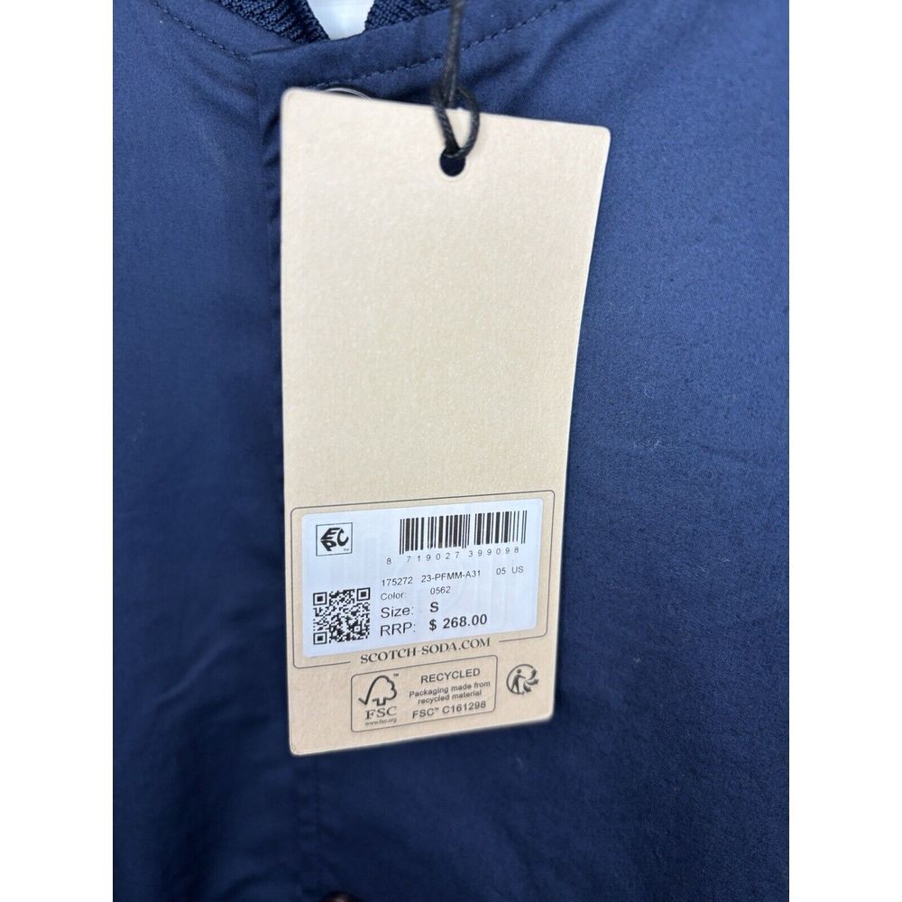 Scotch & Soda Bomber‎ Stretch Poplin Bomber Jacket Back Panel Men Small NWT $268 - Picture 8 of 9